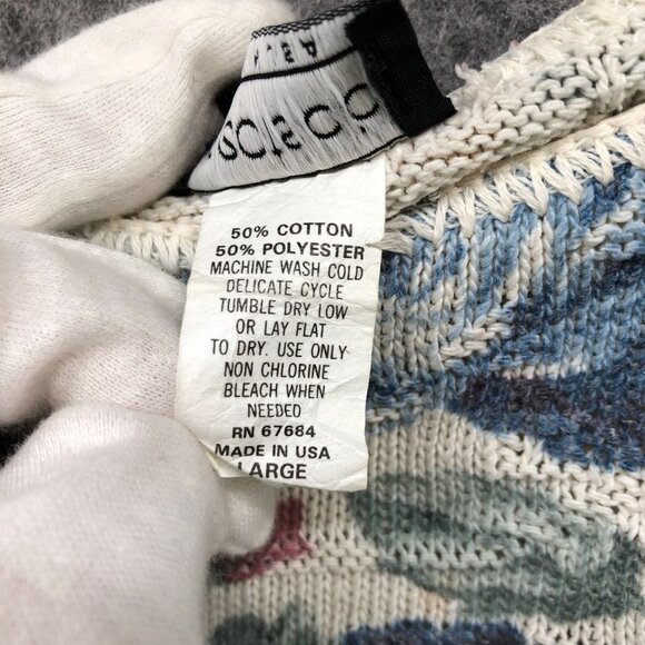 VTG Objects Dart Womens Grandma Floral Knit Long Sleeve Top Size L Granny - Picture 9 of 12